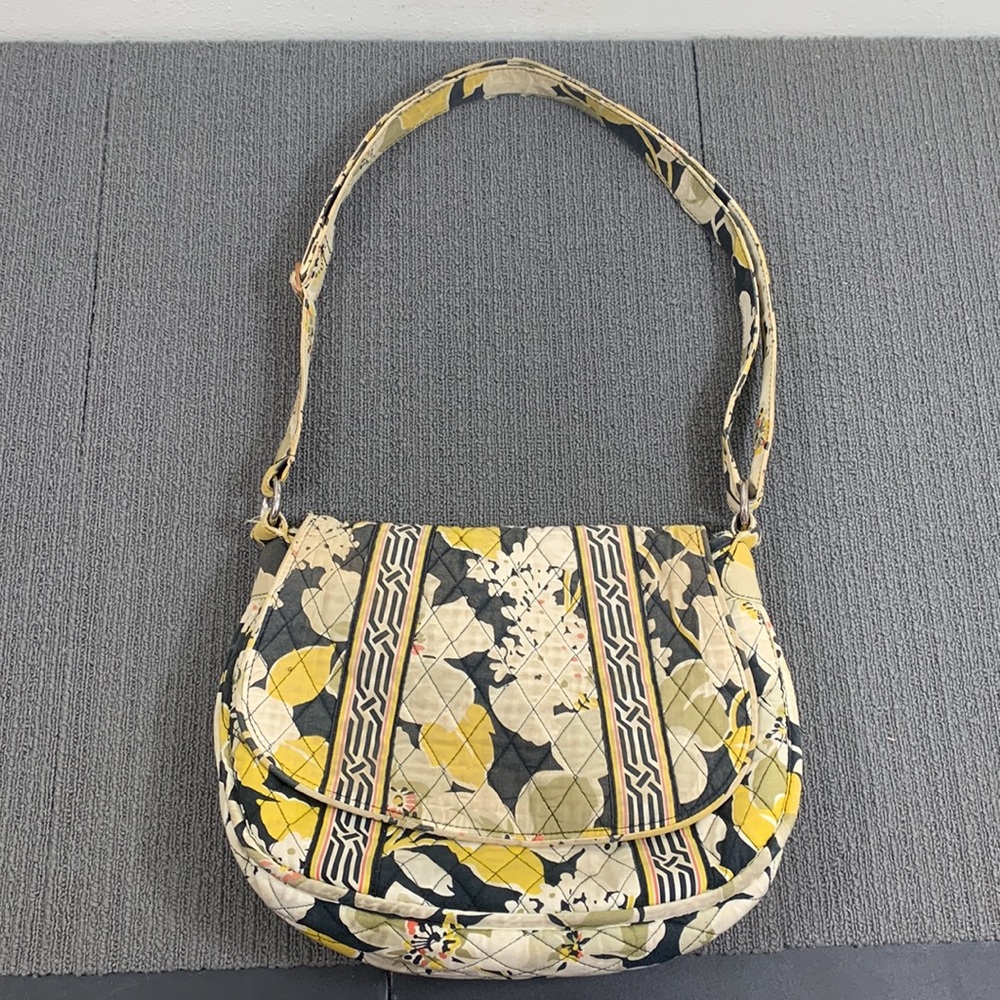 Vera Bradley Crossbody Bag Womens Medium Retired Dogwood Print Quilted Saddle up